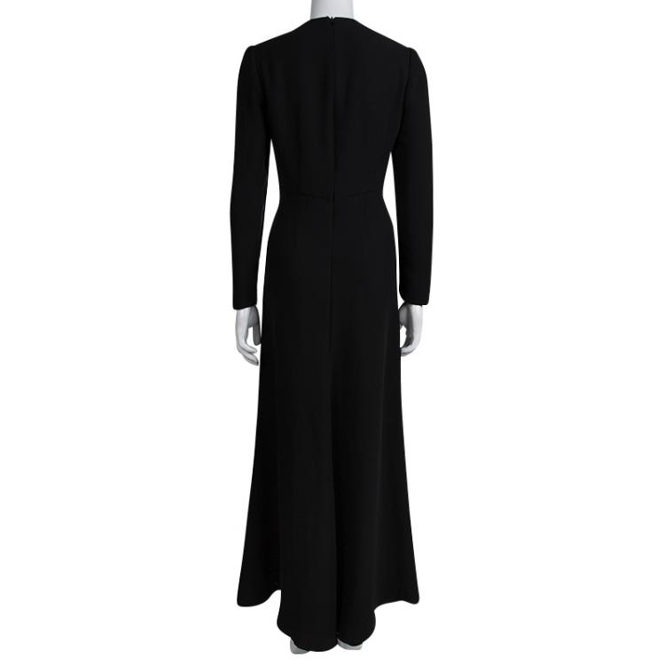 Pre Owned Valentino Black Knit Long Sleeve Maxi  Dress L