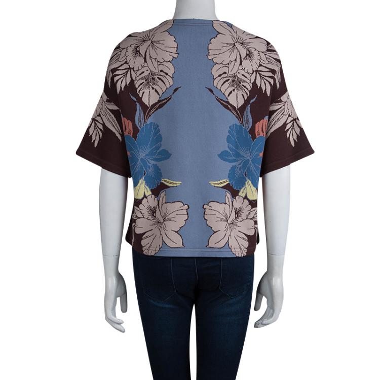 Pre Owned Valentino Floral Crewneck Knit Top M