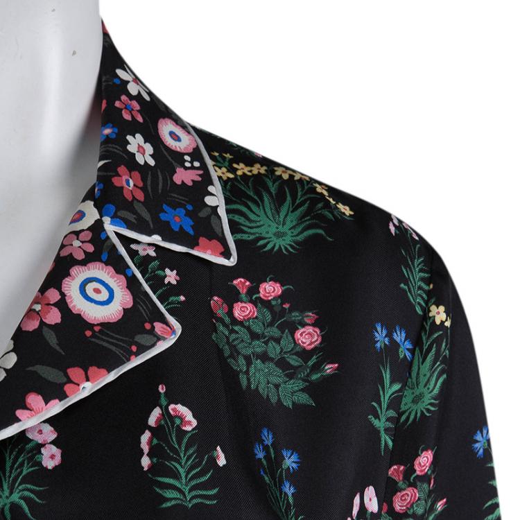 Pre Owned Valentino Black Floral Printed Silk Shirt S