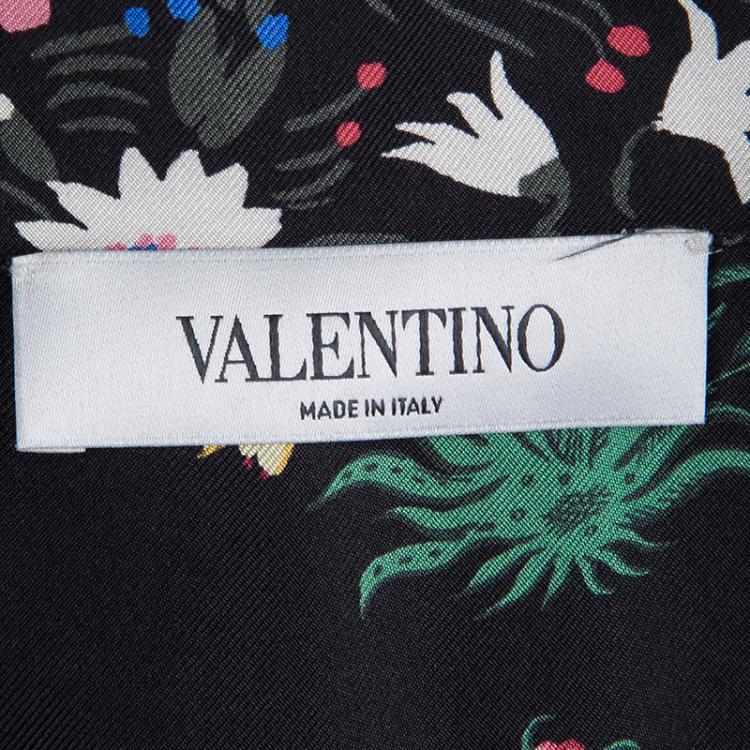 Pre Owned Valentino Black Floral Printed Silk Shirt S