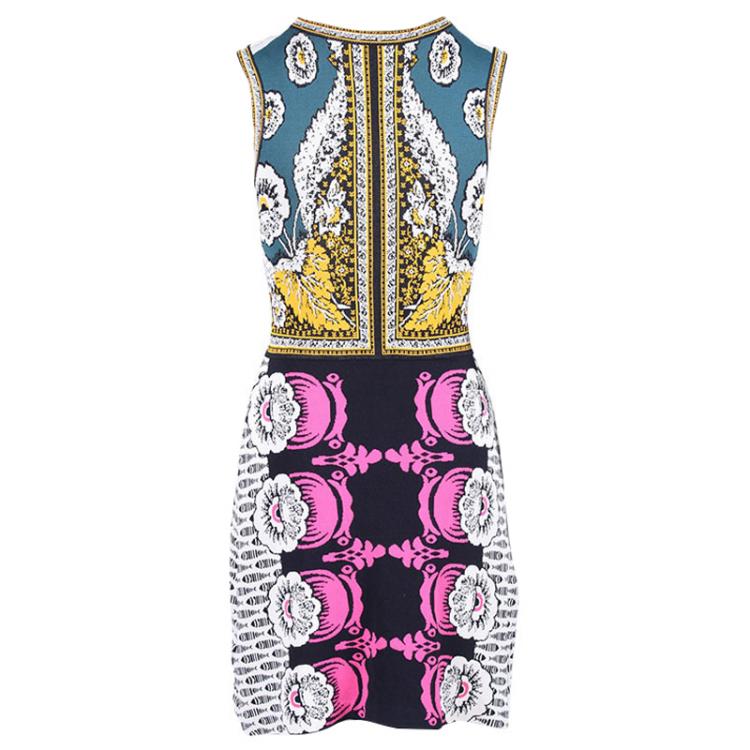 Pre Owned Valentino Multi-print Textured Sleeveless Dress S
