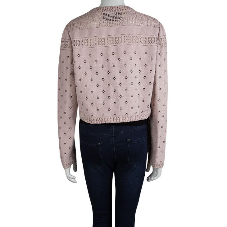 Pre Owned Valentino Pastel Pink Cut Out Detail Cropped Jacket L