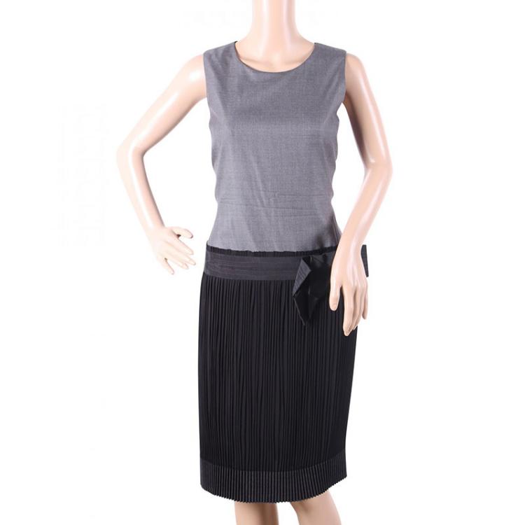 Pre Owned Valentino Colorblock Drop Wait Pleated Dress M