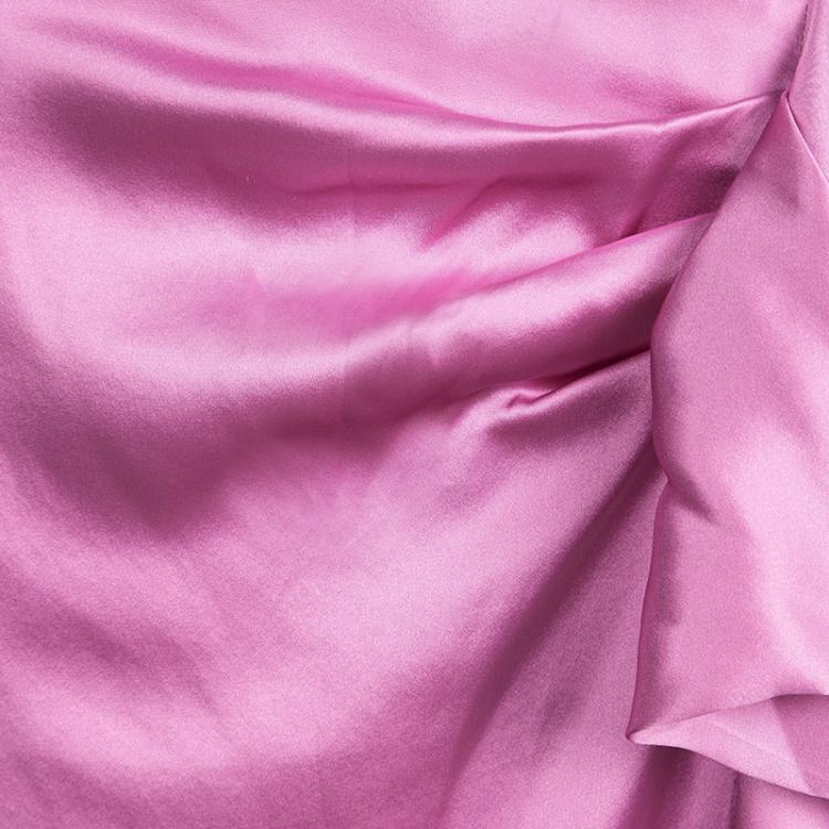 Pre Owned Valentino Hot Pink Silk Draped Maxi Skirt S