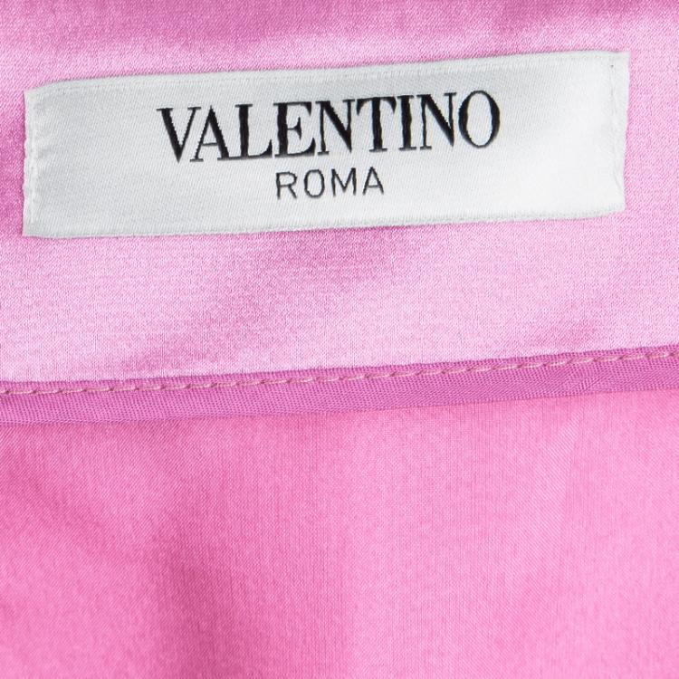 Pre Owned Valentino Hot Pink Silk Draped Maxi Skirt S