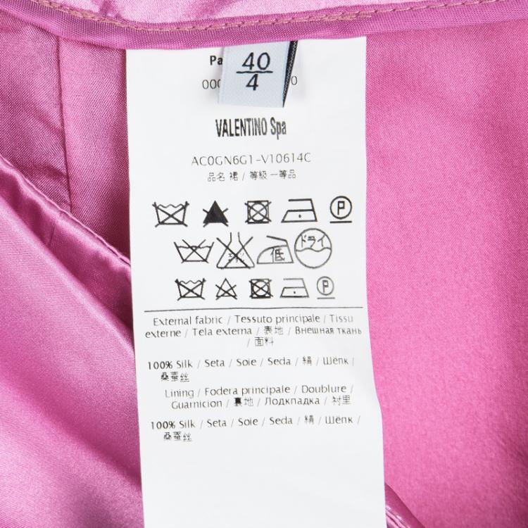 Pre Owned Valentino Hot Pink Silk Draped Maxi Skirt S