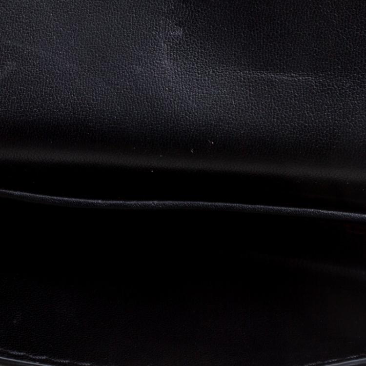 Pre Owned Valentino Black Leather Wristlet Bracelet Clutch