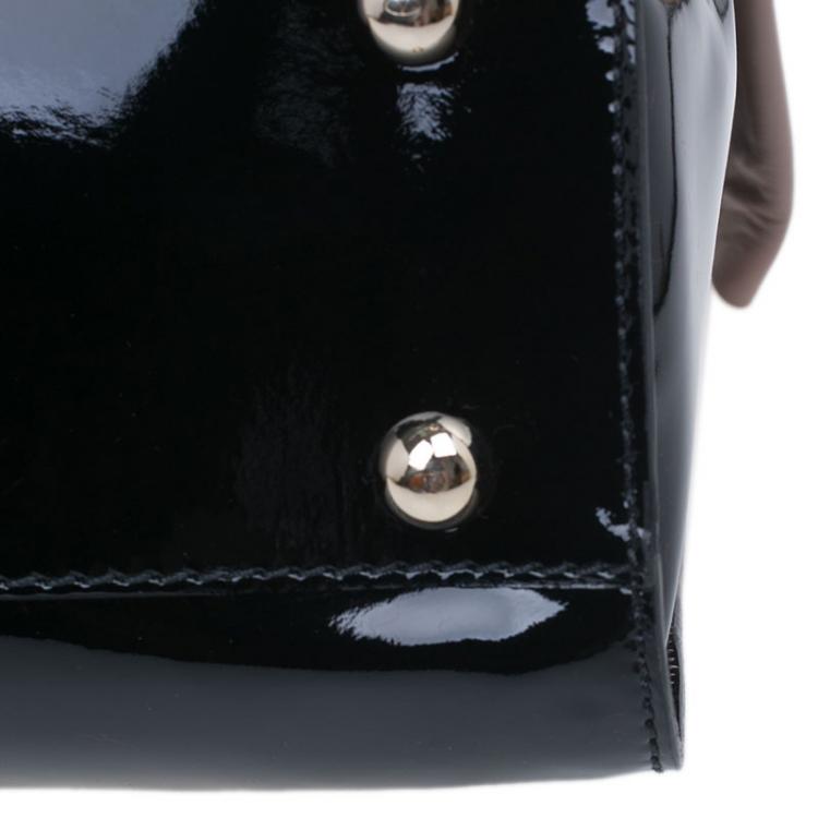 Pre Owned Valentino Black Leopard Print Raffia Patent Leather Aphrodite Bow Top Handle Bag