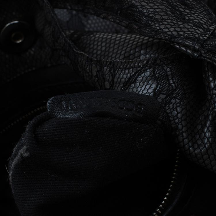 Pre Owned Valentino Black All Lace Medium Nuage Bow Hobo