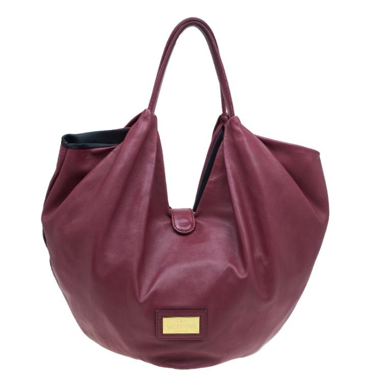 Pre Owned Valentino Red Nappa Leather Folie Bow Hobo