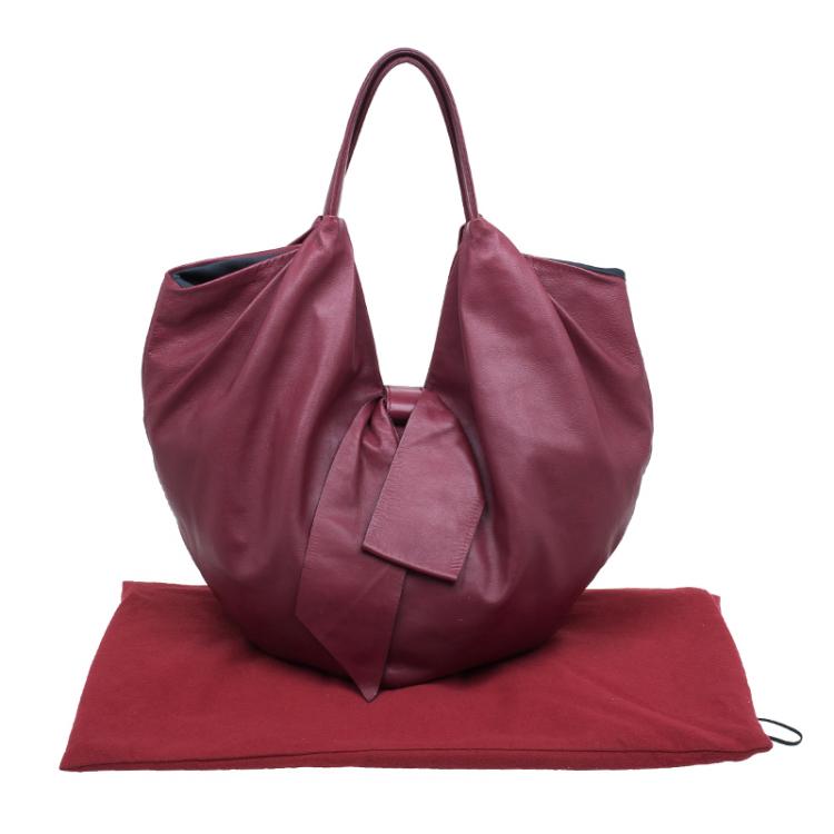 Pre Owned Valentino Red Nappa Leather Folie Bow Hobo