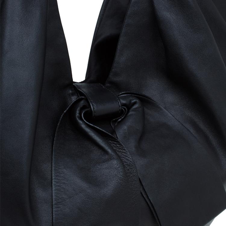 Pre Owned Valentino Black Nappa Leather Folie Bow Hobo