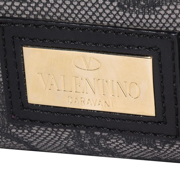 Pre Owned Valentino Grey Lace Floral Duffle Bag