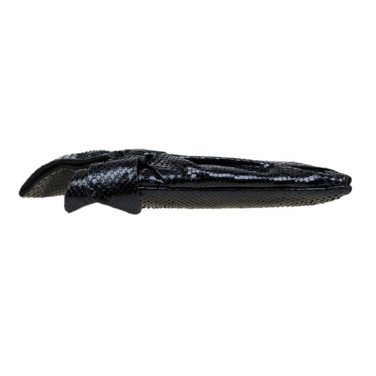 Pre Owned Valentino Black Python Bow Clutch