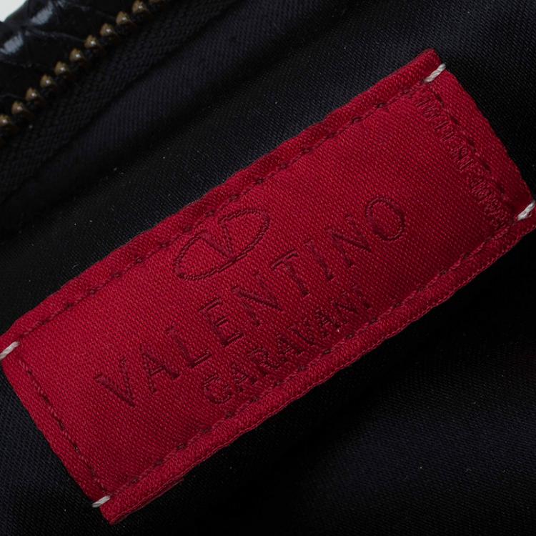 Pre Owned Valentino Black Python Bow Clutch