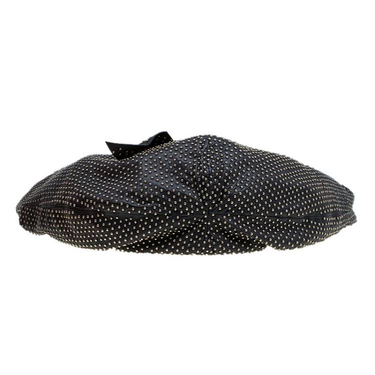 Pre Owned Valentino Black Nappa Leather Studded Folie Bow Hobo