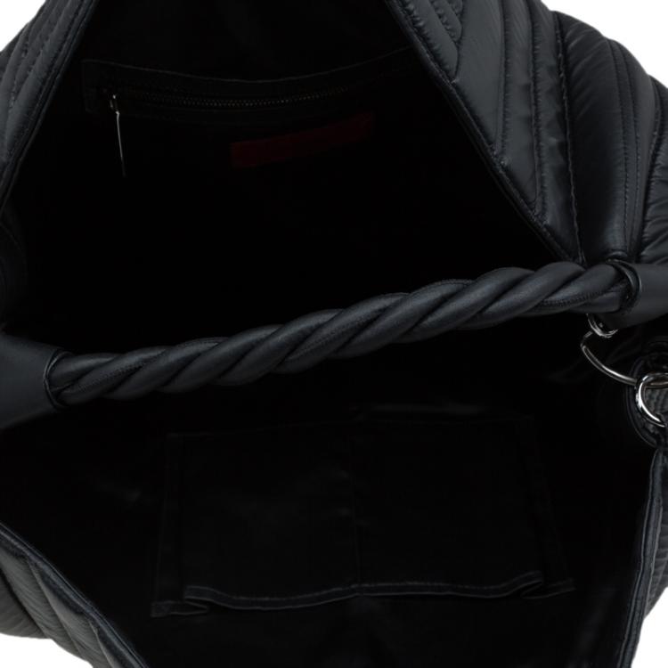 Pre Owned Valentino Black Leather Braided Stitch Hobo
