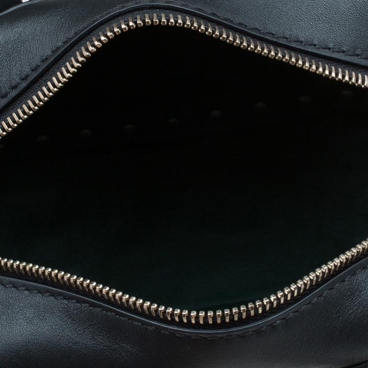 Pre Owned Valentino Green/Black Leather Mini Rockstud Top Handle Bag