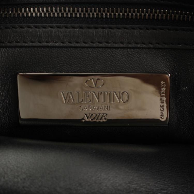Pre Owned Valentino Black Leather Rockstud Flip Lock Messenger Bag