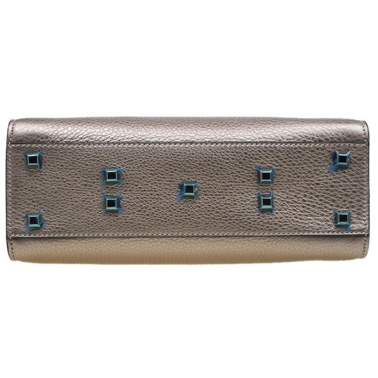 Pre Owned Valentino Metallic Beige Pebbled Leather My Rockstud Tote