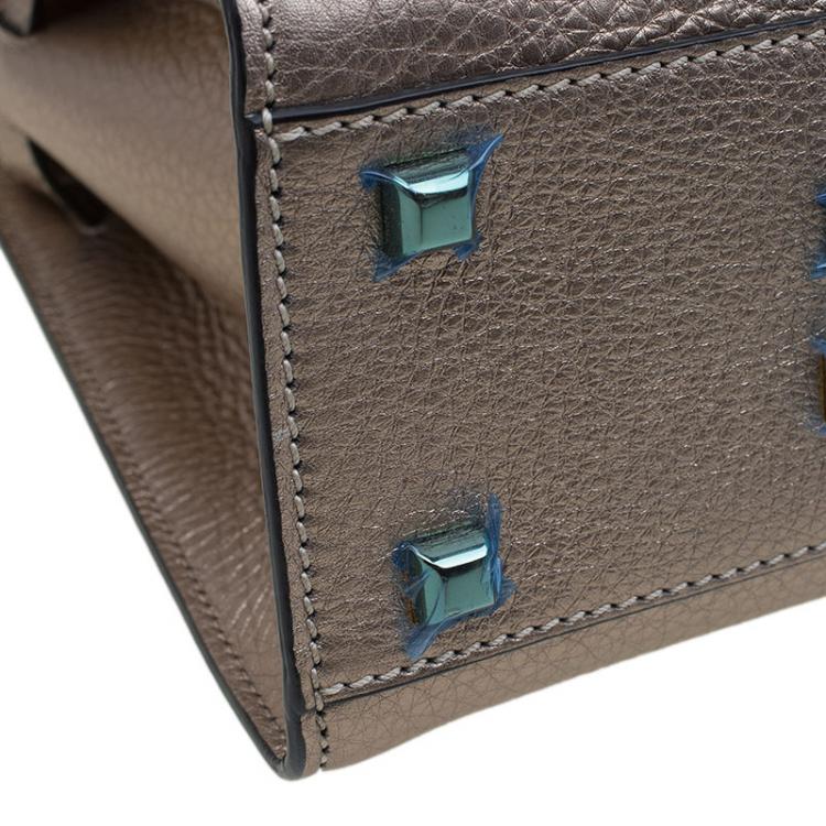 Pre Owned Valentino Metallic Beige Pebbled Leather My Rockstud Tote