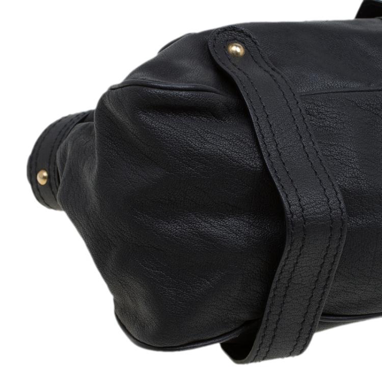 Pre Owned Valentino Black Leather and Crystal Catch Satchel