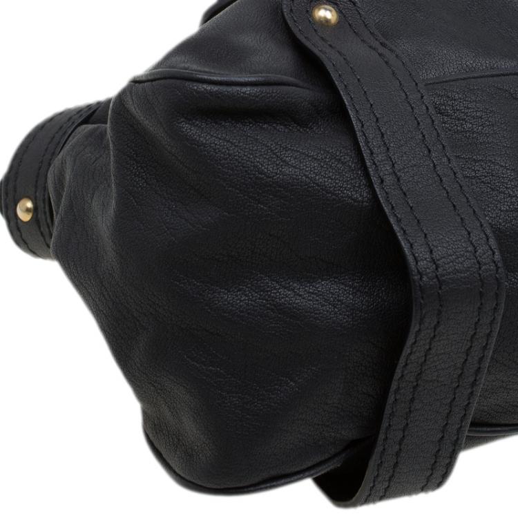 Pre Owned Valentino Black Leather and Crystal Catch Satchel