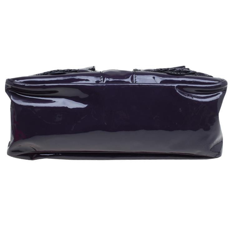 Pre Owned Valentino Purple Patent Leather Histoire Satchel