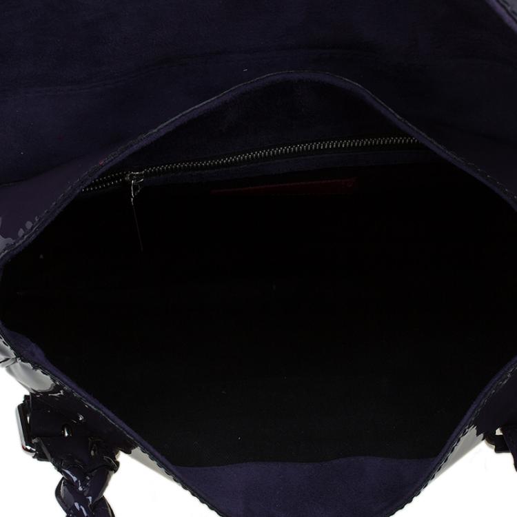 Pre Owned Valentino Purple Patent Leather Histoire Satchel