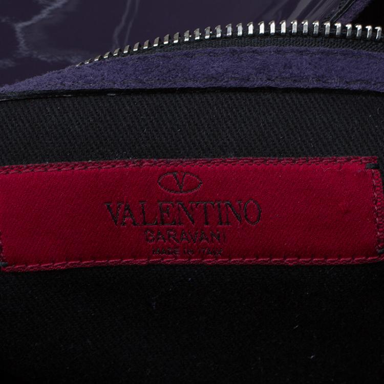 Pre Owned Valentino Purple Patent Leather Histoire Satchel