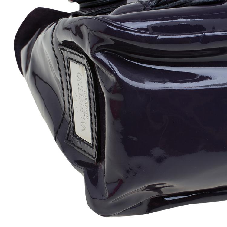 Pre Owned Valentino Purple Patent Leather Histoire Satchel