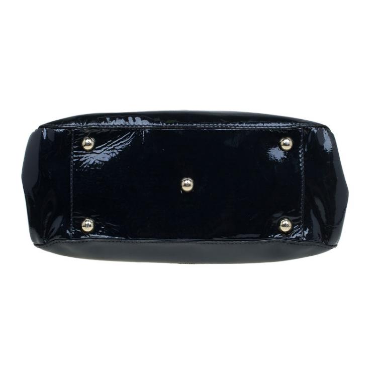 Pre Owned Valentino Black Patent Leather Small Histoire Top Handle Bag