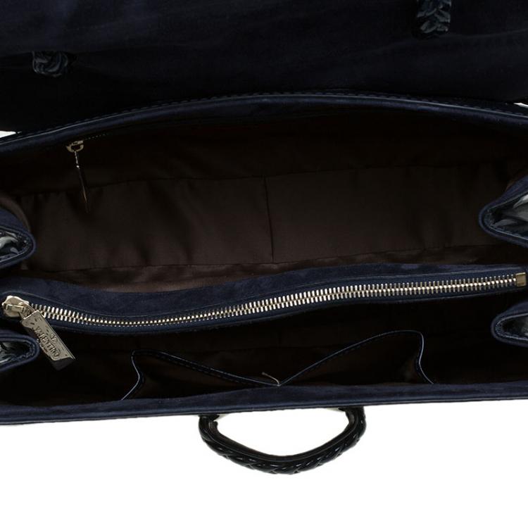Pre Owned Valentino Black Patent Leather Small Histoire Top Handle Bag