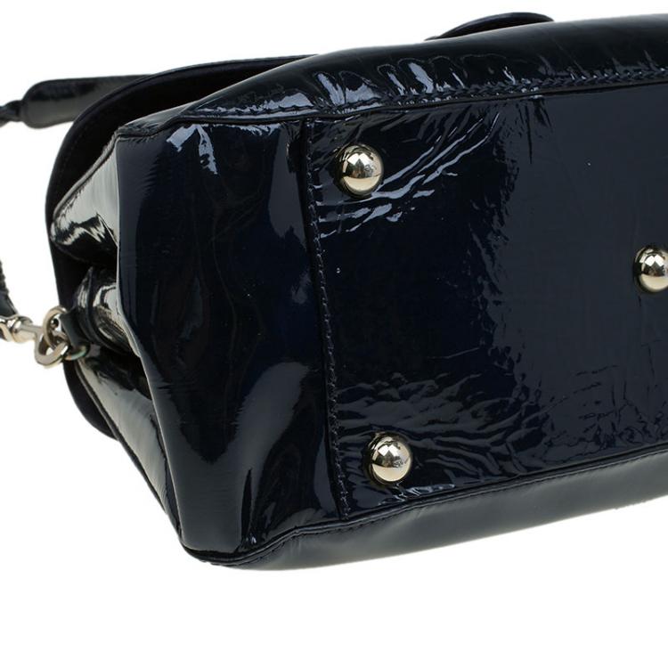 Pre Owned Valentino Black Patent Leather Small Histoire Top Handle Bag