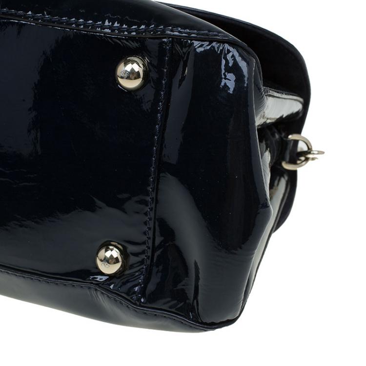 Pre Owned Valentino Black Patent Leather Small Histoire Top Handle Bag