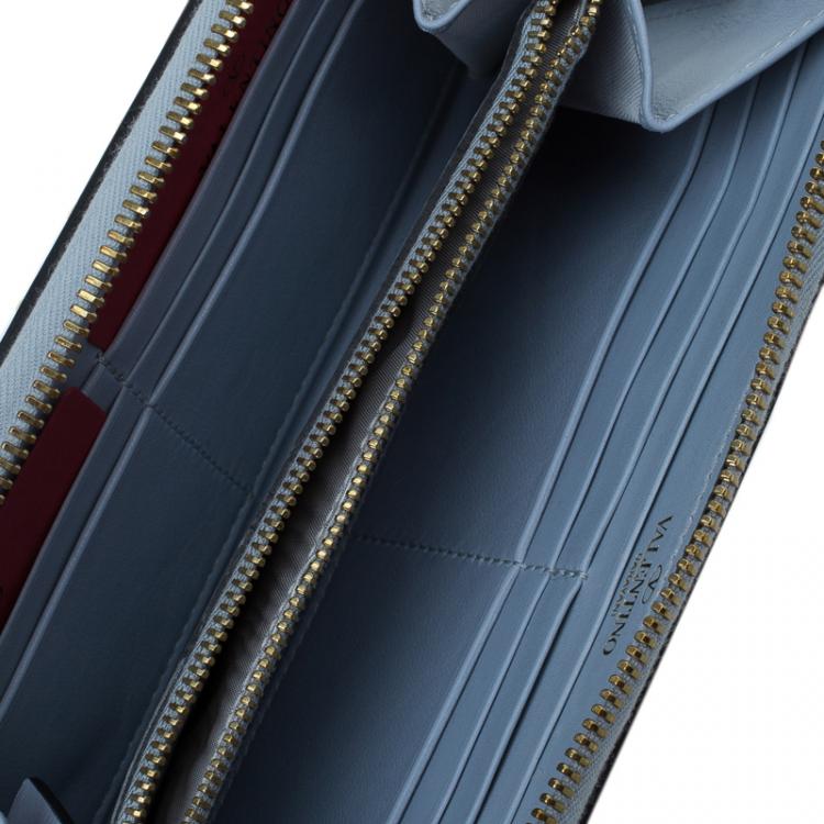 Pre Owned Valentino Grey Leather Rockstud Zip Around Wallet