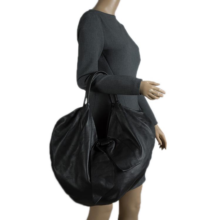 Pre Owned Valentino Black Nappa Leather Folie Bow Hobo