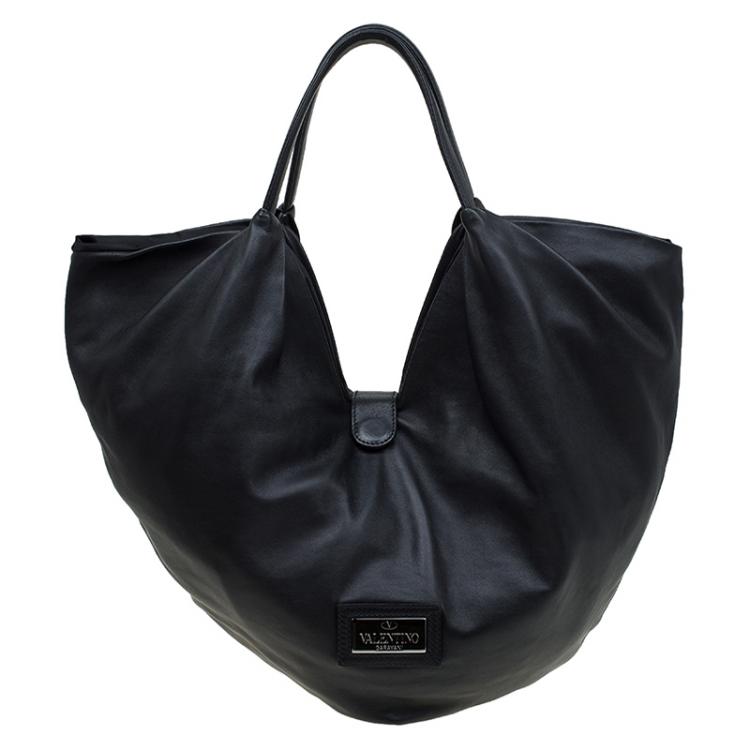 Pre Owned Valentino Black Nappa Leather Folie Bow Hobo