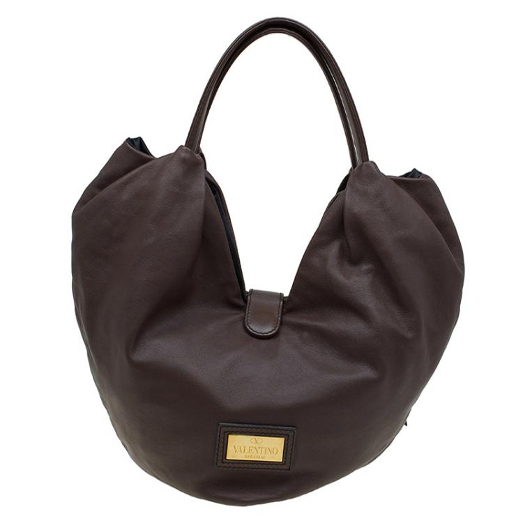 Pre Owned Valentino Brown Nappa Leather Folie Bow Hobo