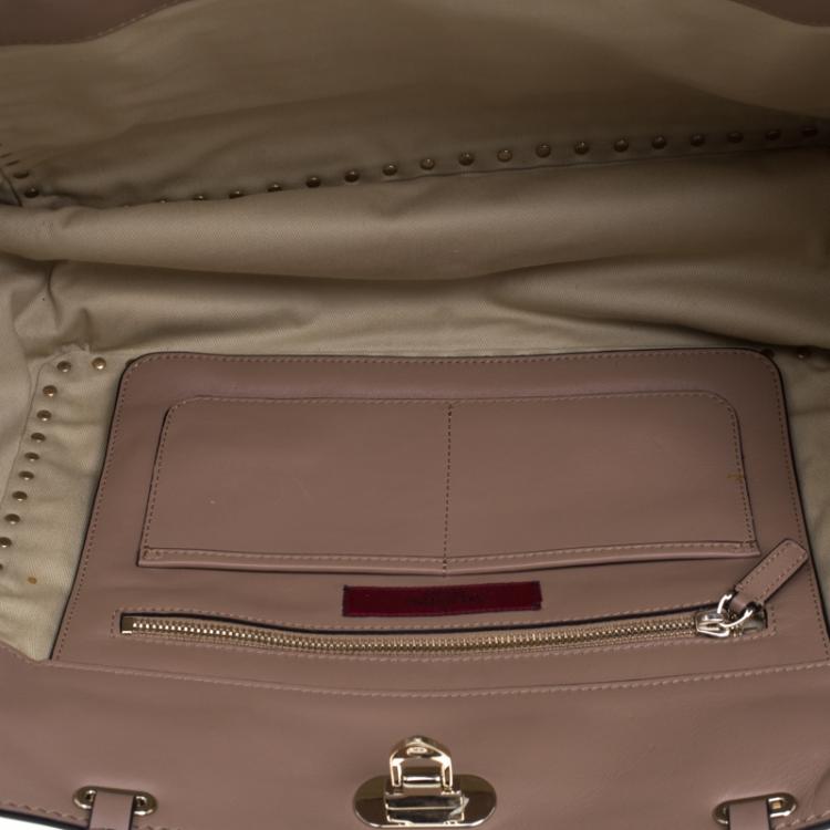 Pre Owned Valentino Beige Leather Medium Studded Rockstud Tote