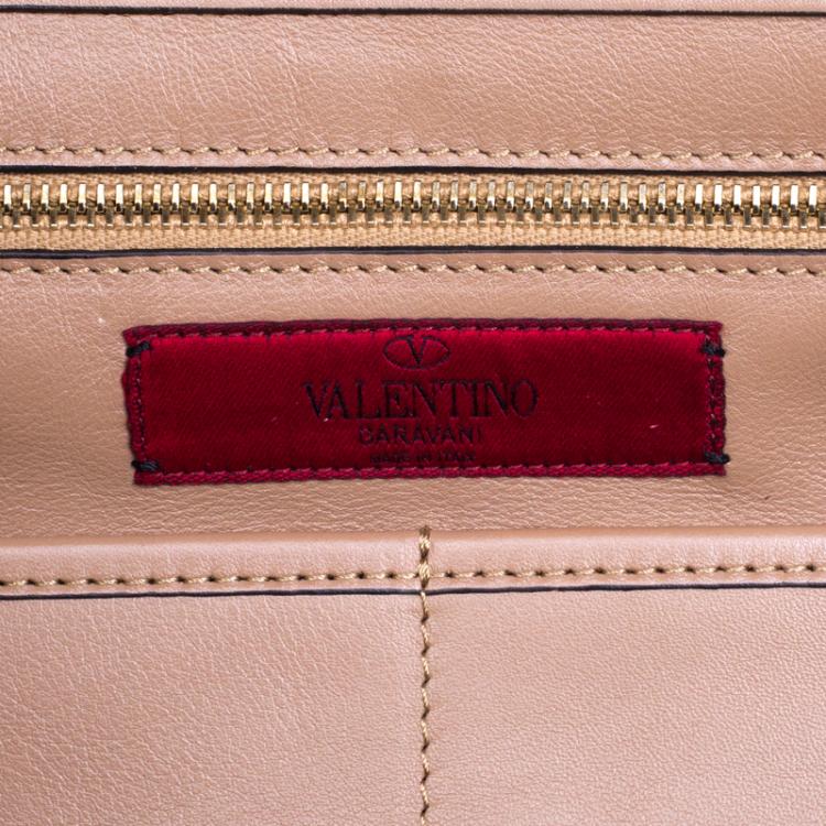 Pre Owned Valentino Beige Leather Medium Studded Rockstud Tote