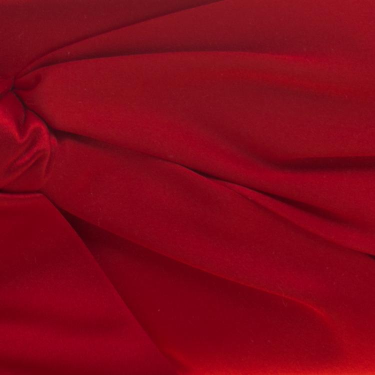 Pre Owned Valentino Red Satin Pleated Bow Clutch