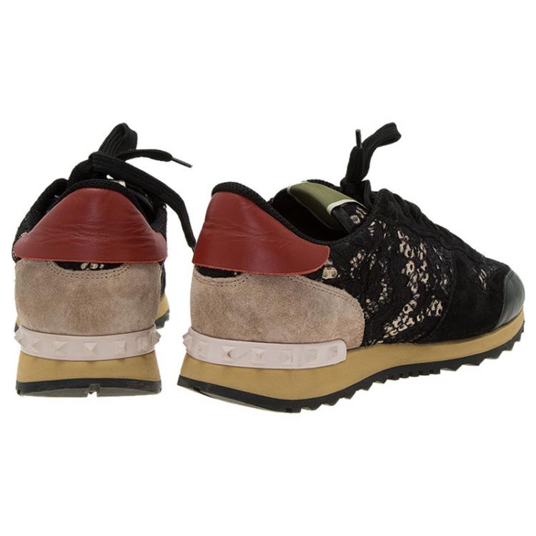 Pre Owned Valentino Black “Macramé Lace” Sneakers Size 40