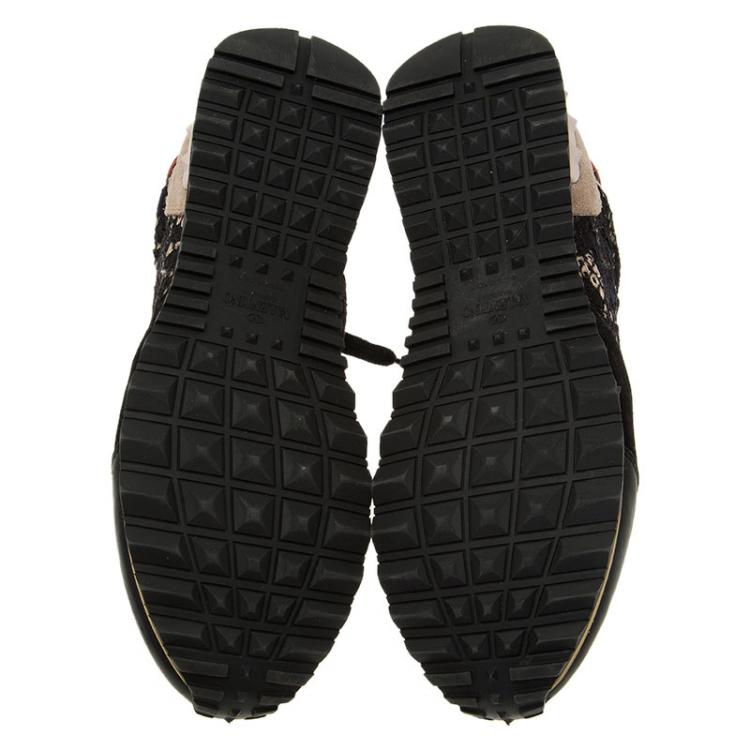 Pre Owned Valentino Black “Macramé Lace” Sneakers Size 40