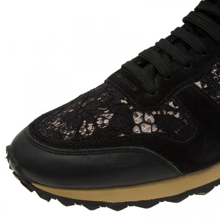 Pre Owned Valentino Black “Macramé Lace” Sneakers Size 40
