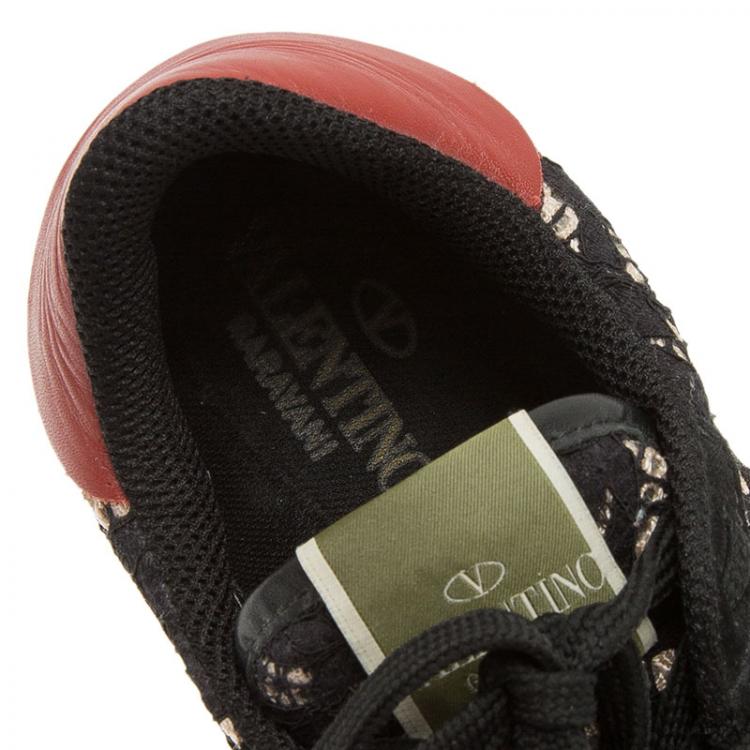 Pre Owned Valentino Black “Macramé Lace” Sneakers Size 40