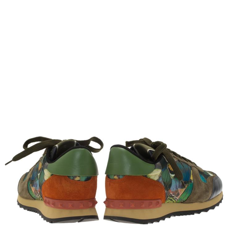 Pre Owned Valentino Multicolor Camo Butterfly Printed Rockrunner Sneakers Size 40