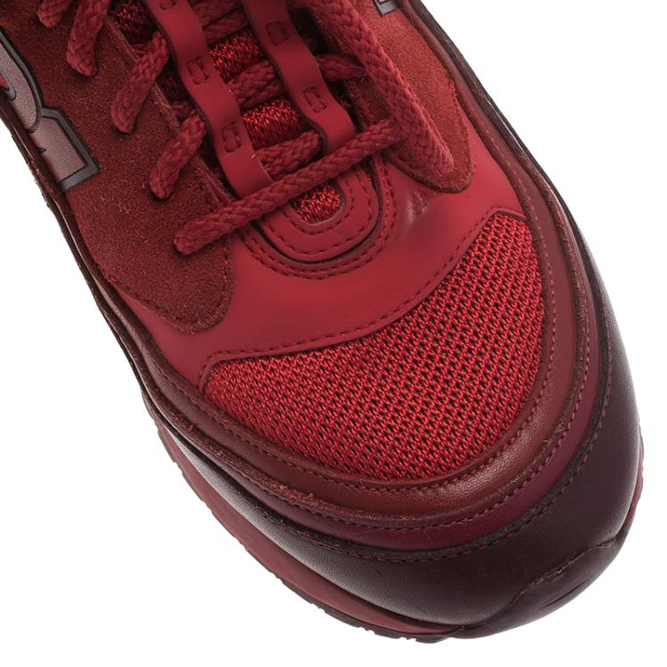 مملوكة مسبقًا Valentino Red Mesh And Leather Rouge Absolute Rockstud Sneakers Size 37