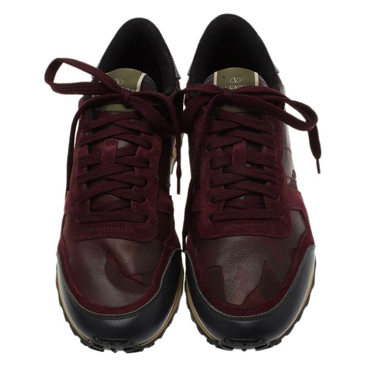 مملوكة مسبقًا Valentino Tricolor Leather and Suede Camouflage Sneakers Size 39
