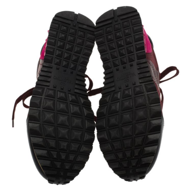 مملوكة مسبقًا Valentino Tricolor Leather and Suede Camouflage Sneakers Size 39